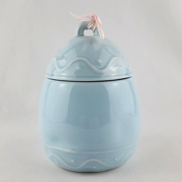 Rae Dunn Egg Shaped Ceramic Canister Baby Blue EGG HUNT - Picture 4 of 10